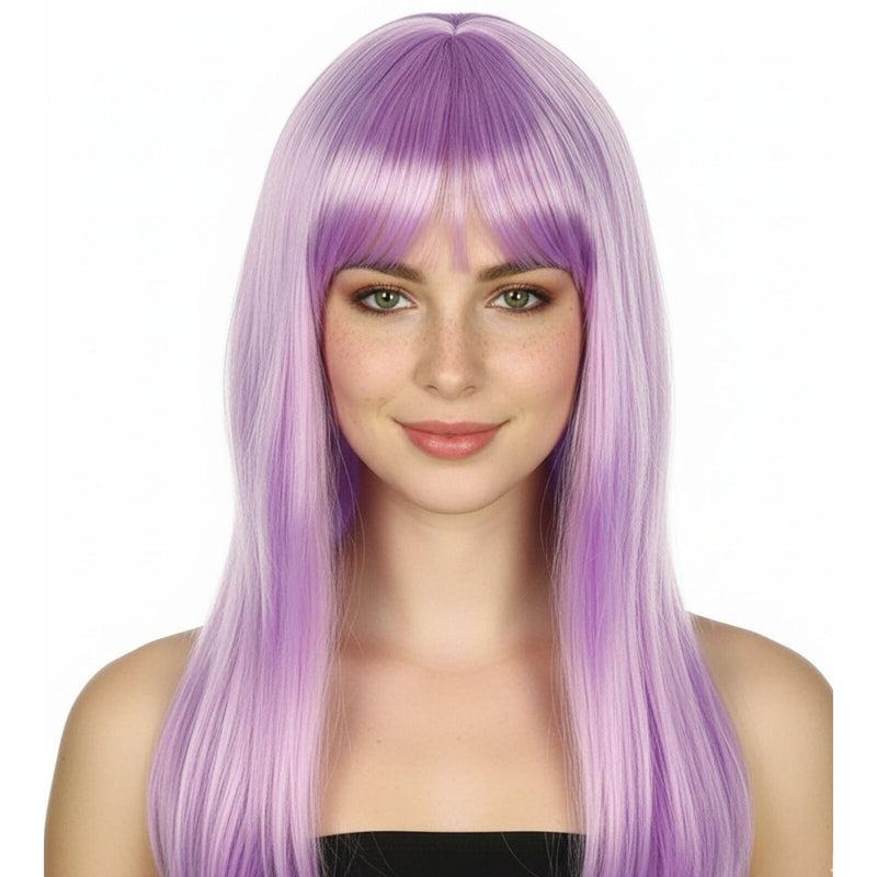 Load image into Gallery viewer, LONG WIG Straight Party Hair Costume Fringe Cosplay Fancy Dress 70cm Womens - Light Purple (22457)-0