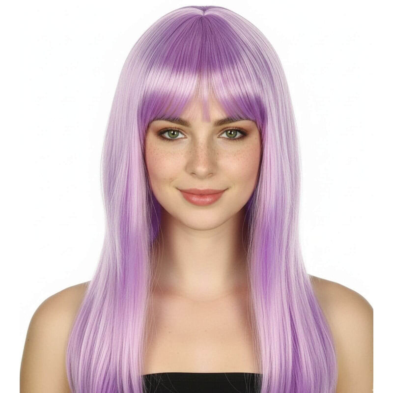 Load image into Gallery viewer, LONG WIG Straight Party Hair Costume Fringe Cosplay Fancy Dress 70cm Womens - Light Purple (22457)-0