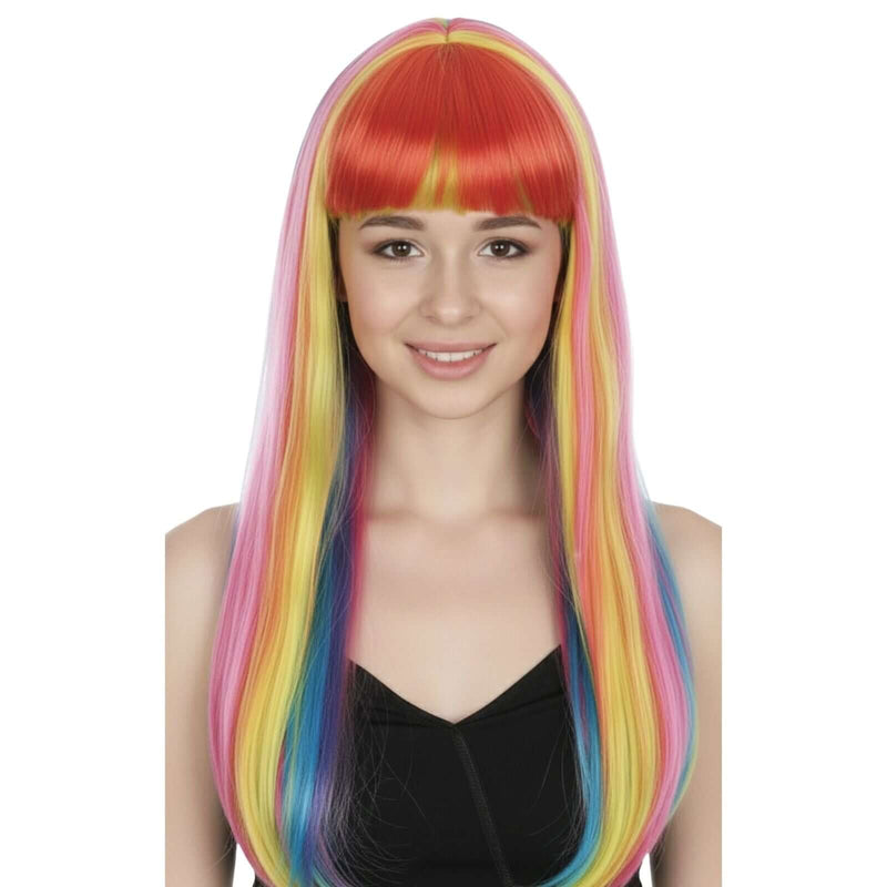Load image into Gallery viewer, LONG WIG Straight Party Hair Costume Fringe Cosplay Fancy Dress 70cm Womens - Rainbow (22468)-0