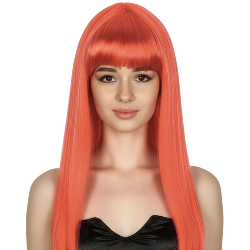 Load image into Gallery viewer, LONG WIG Straight Party Hair Costume Fringe Cosplay Fancy Dress 70cm Womens - Red (22452)-1