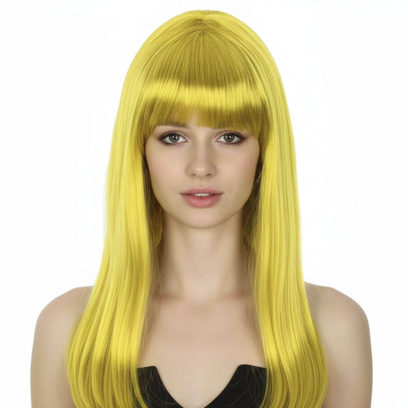 Load image into Gallery viewer, LONG WIG Straight Party Hair Costume Fringe Cosplay Fancy Dress 70cm Womens - Yellow (22461)-1