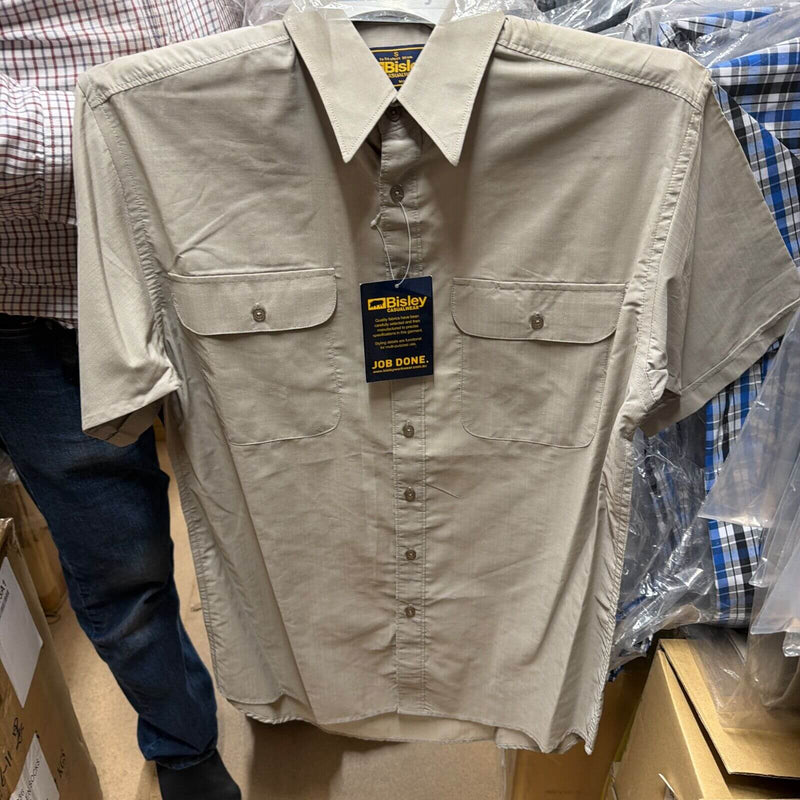 Load image into Gallery viewer, BISLEY SHORT SLEEVE SHIRT Everyday Casual Business Work Cotton Blend in Beige (Size S)-3