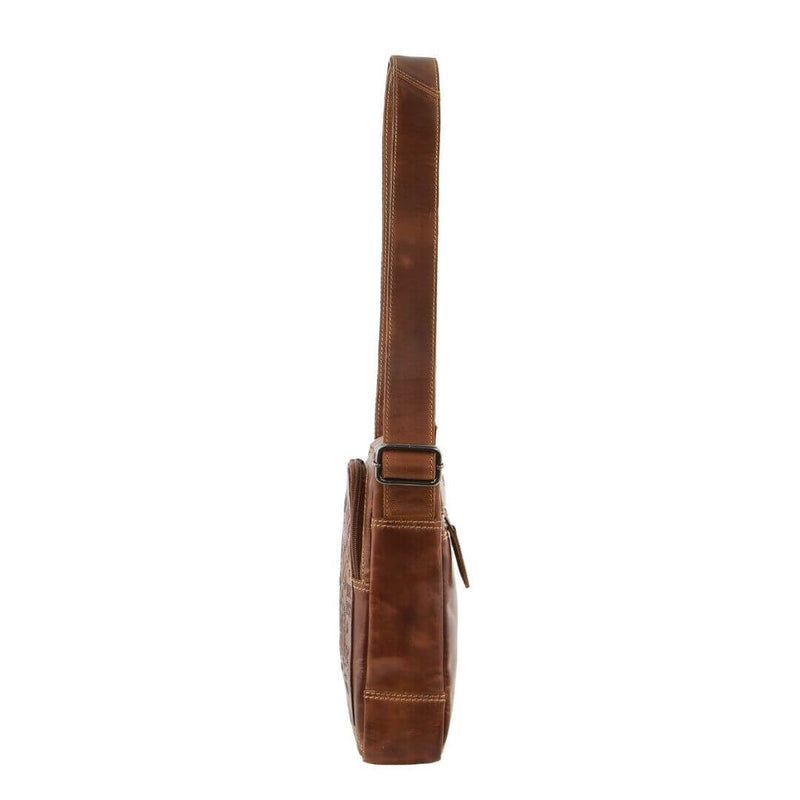 Load image into Gallery viewer, Billy The Kid Mens Genuine Leather Small Shoulder Bag in Cognac-3