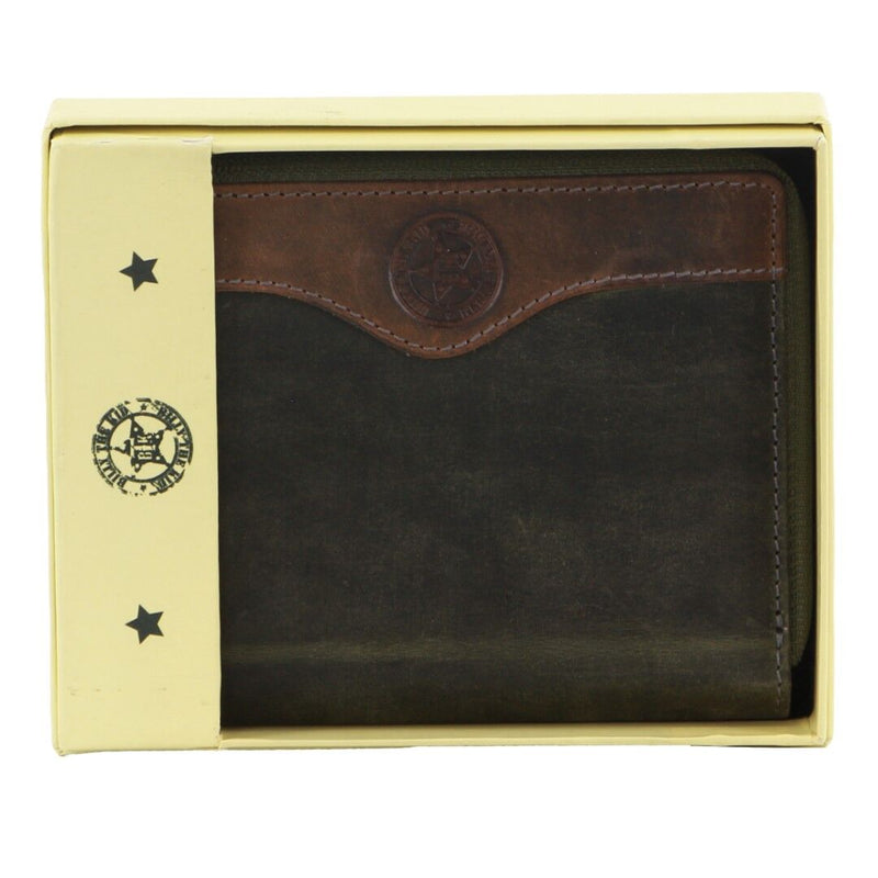 Load image into Gallery viewer, Billy The Kid Leather Wallet with Zip & Coin Pocket in Olive-4