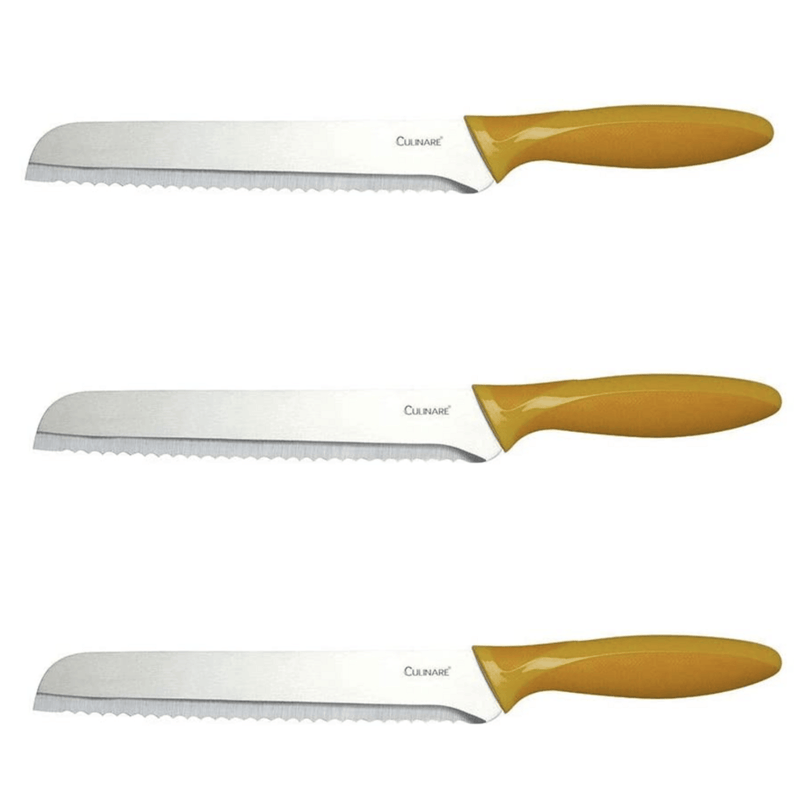 Load image into Gallery viewer, 3Pc Set 20.5cm Culinare Bread Knife Stainless Steel Kitchen Chef with Cover (Great for Sourdough)-1