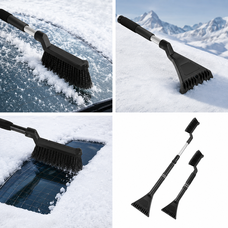 Load image into Gallery viewer, Extendable Car 3 in 1 Snow Brush and Ice Scraper with Detachable Head in Black-2