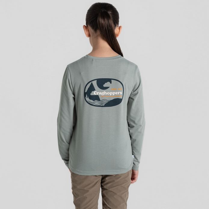 Load image into Gallery viewer, Craghoppers NosiLife Kids Cruz Long Sleeve T-Shirt in Lichen Green-3