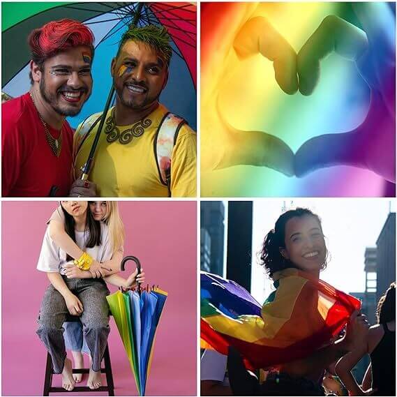 Load image into Gallery viewer, 120cm Diameter RAINBOW UMBRELLA Rain Sun Colourful Parasol Long Shaft - Curved-4