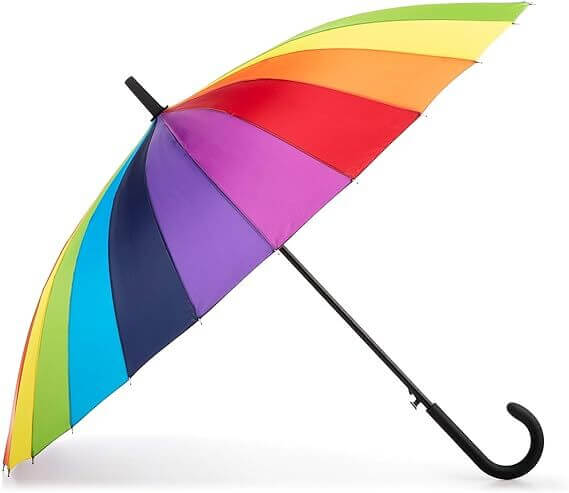 Load image into Gallery viewer, 120cm Diameter RAINBOW UMBRELLA Rain Sun Colourful Parasol Long Shaft - Curved-1