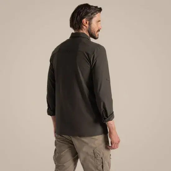 Load image into Gallery viewer, Craghoppers NosiLife Pro V Long Sleeve Stretch Shirt | Woodland Green