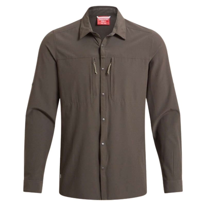 Load image into Gallery viewer, Craghoppers NosiLife Pro V Long Sleeve Stretch Shirt | Woodland Green