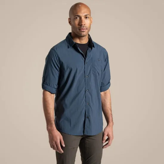 Load image into Gallery viewer, Craghoppers NosiLife Pro V Long Sleeve Travel Shirt in Blue Stone-3