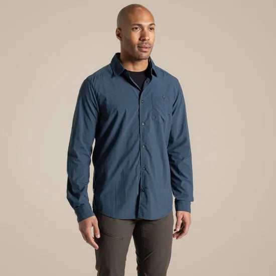 Load image into Gallery viewer, Craghoppers NosiLife Pro V Long Sleeve Travel Shirt – | Blue Stone