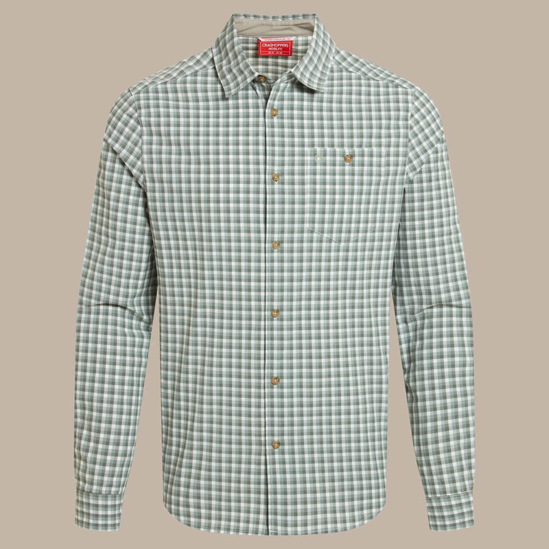 Load image into Gallery viewer, Craghoppers NosiLife Men’s Long Sleeve Shirt | Lichen Green/Ecru