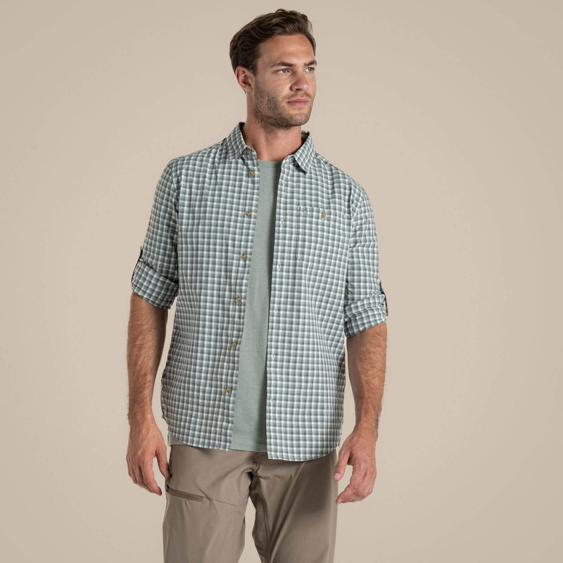 Load image into Gallery viewer, Craghoppers NosiLife Men’s Long Sleeve Shirt | Lichen Green/Ecru