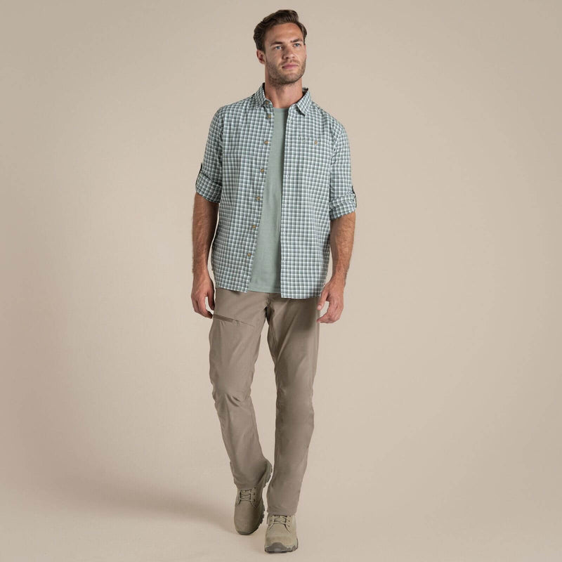 Load image into Gallery viewer, Craghoppers NosiLife Men’s Long Sleeve Shirt | Lichen Green/Ecru