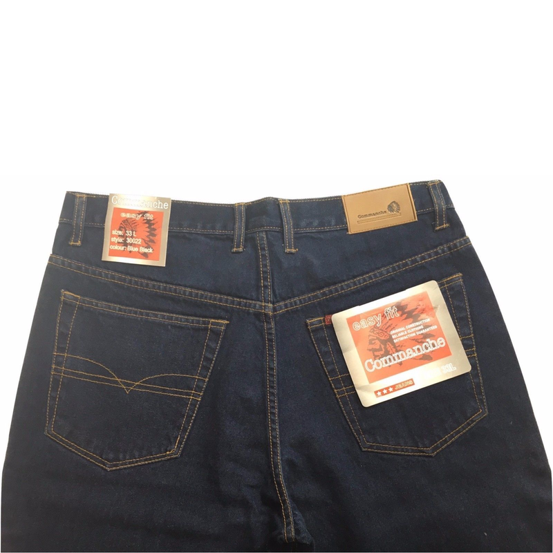 Load image into Gallery viewer, COMMANCHE Classic Basic Jeans Denim Original Straight Leg Pants Trousers - Blue/Black-2