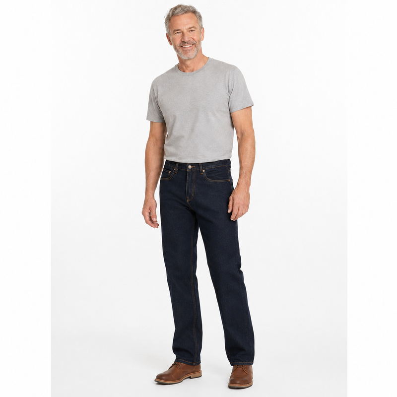 Load image into Gallery viewer, COMMANCHE Classic Basic Jeans Denim Original Straight Leg Pants Trousers - Blue/Black-3