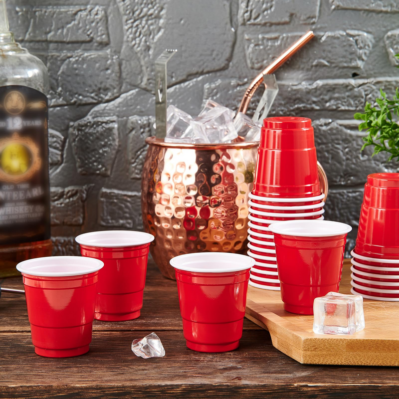 Load image into Gallery viewer, 576x 2oz (60ml) Premium Plastic Red Mini Shot Cups Extra Strong PET BPA Free-4