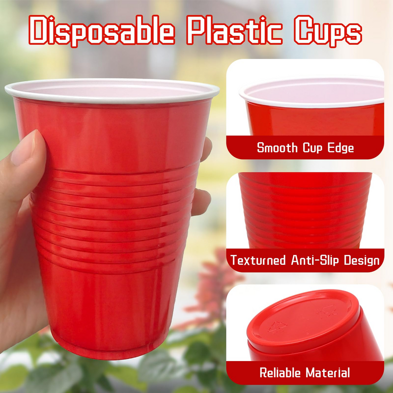 Load image into Gallery viewer, 540x 16oz (480ml) Premium Plastic Red Cups Extra Strong PET BPA Free-2