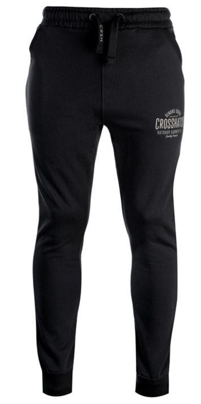 Load image into Gallery viewer, CROSSHATCH Seton Skinny Track Pants Slim Trousers Cotton Gym Trackies Joggers - Black-0
