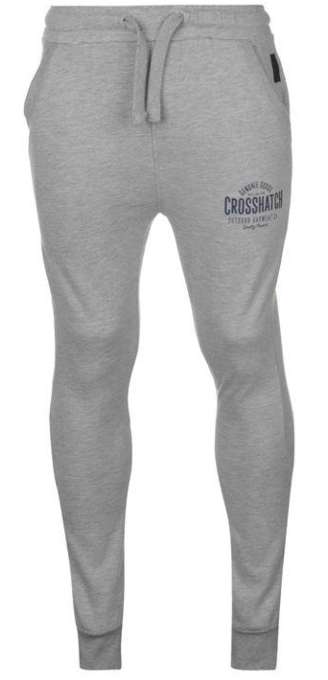 Load image into Gallery viewer, CROSSHATCH Seton Skinny Track Pants Slim Trousers Cotton Gym Trackies Joggers - Light Grey-7