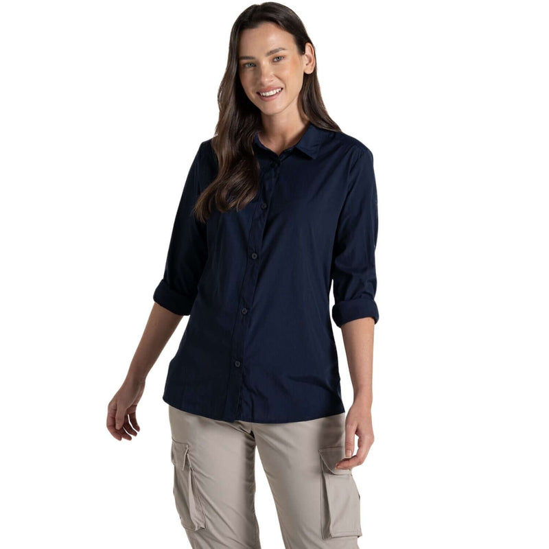 Load image into Gallery viewer, Craghoppers NosiLife Freeda Women's Long Sleeve Travel Shirt – Insect Repellent | Blue Navy