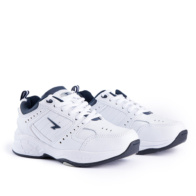 Load image into Gallery viewer, Defy Junior Leather Lace Up Cross Trainer - White Navy-2