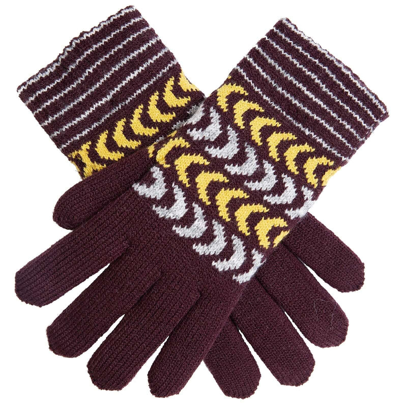 Load image into Gallery viewer, DENTS Ladies Womens Gloves Fleece Lined Warm Chevron Winter Ski - Plum/Grey/Ochre-1