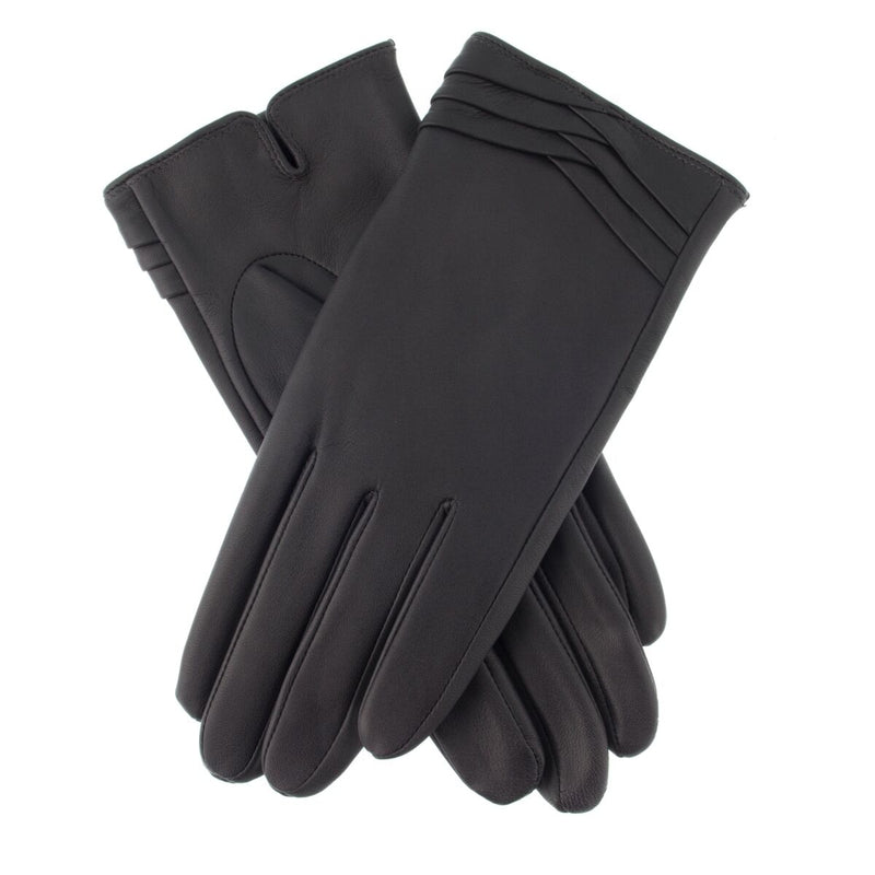 Load image into Gallery viewer, Dents Womens Ladies Katrina Detail Folded Cuff Warm Winter Soft Gloves - Black - Charcoal-0