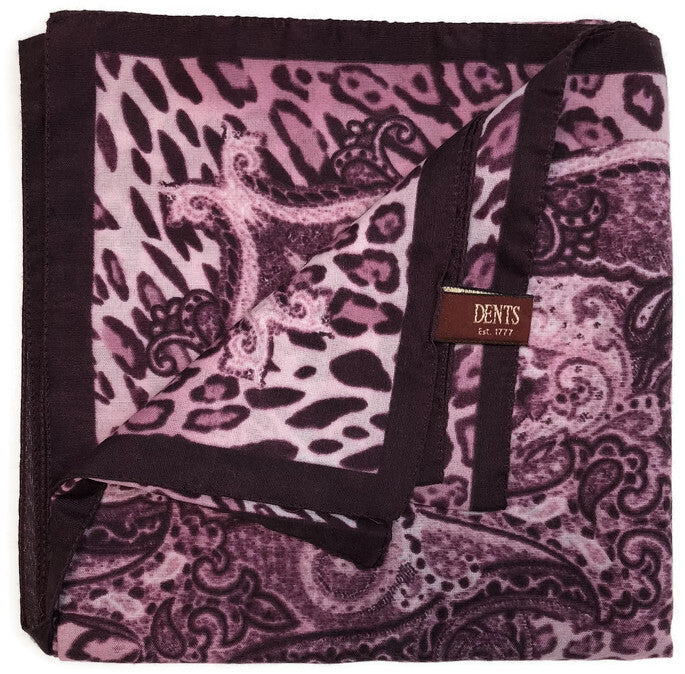 Load image into Gallery viewer, Ladies Animal Print & Paisley Scarf Made in Italy 90 x 90cm Winter - Amethyst-0