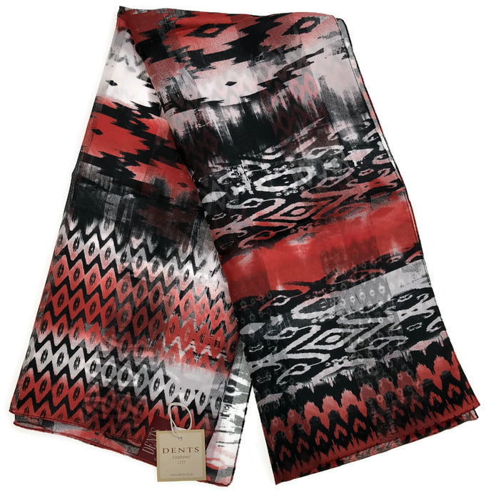 Load image into Gallery viewer, DENTS Monotone Aztec Print Scarf Ladies Womens MADE IN ITALY Unlined Fine - Berry-1