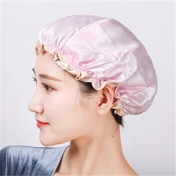 Load image into Gallery viewer, Womens Double-Layer Waterproof Shower Cap Reusable Hat Bath Hair Treatment-3
