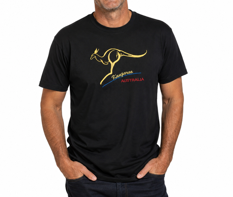 Load image into Gallery viewer, Adult Australian Kangaroo T Shirt Australia Day 100% Cotton Souvenir Tee Top - Black-0
