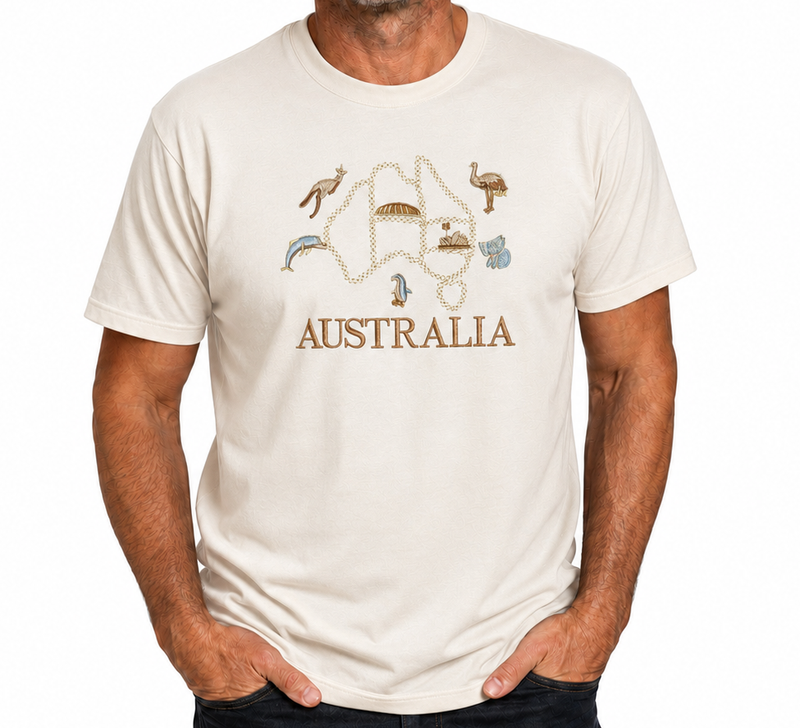 Load image into Gallery viewer, Adult Australia T Shirt Australia Day Souvenir Tee Top 100% Cotton in Cream-1