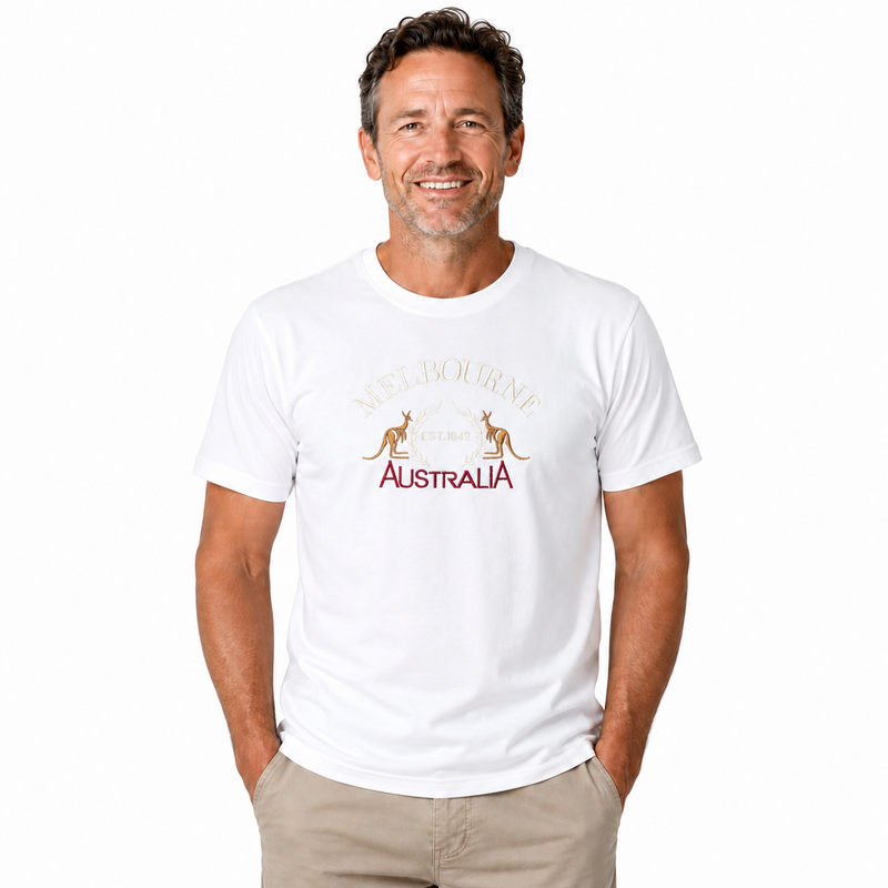 Load image into Gallery viewer, Adult Australia "Melbourne" T Shirt Australia Day Souvenir Tee Top 100% Cotton in White-3