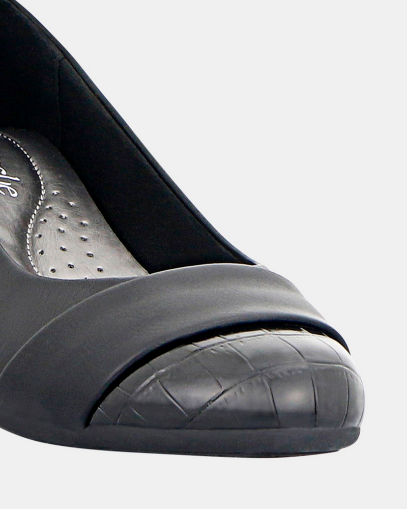 Load image into Gallery viewer, Panache Velver Mid Block Heel Court Shoe in Black-4
