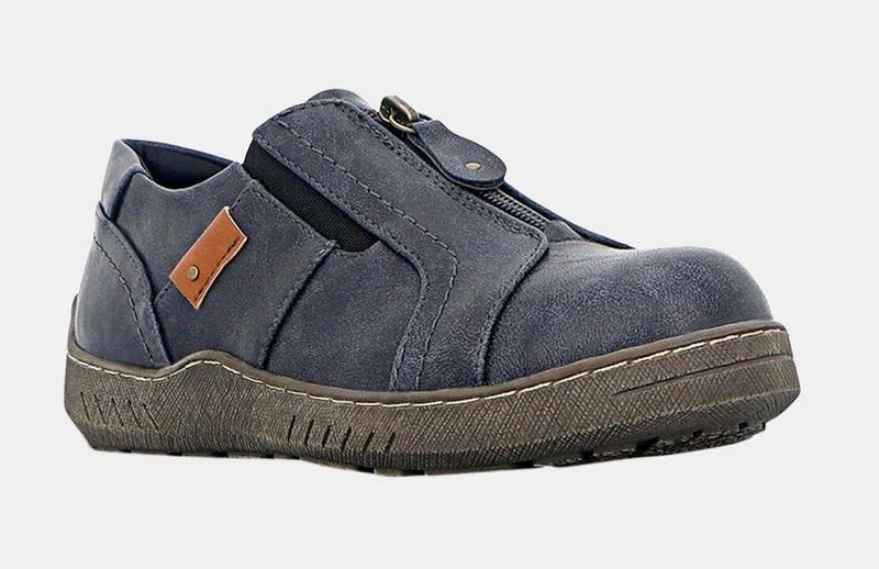 Load image into Gallery viewer, Panache Womens Inda Walking Shoes w/ Zip in Navy-3