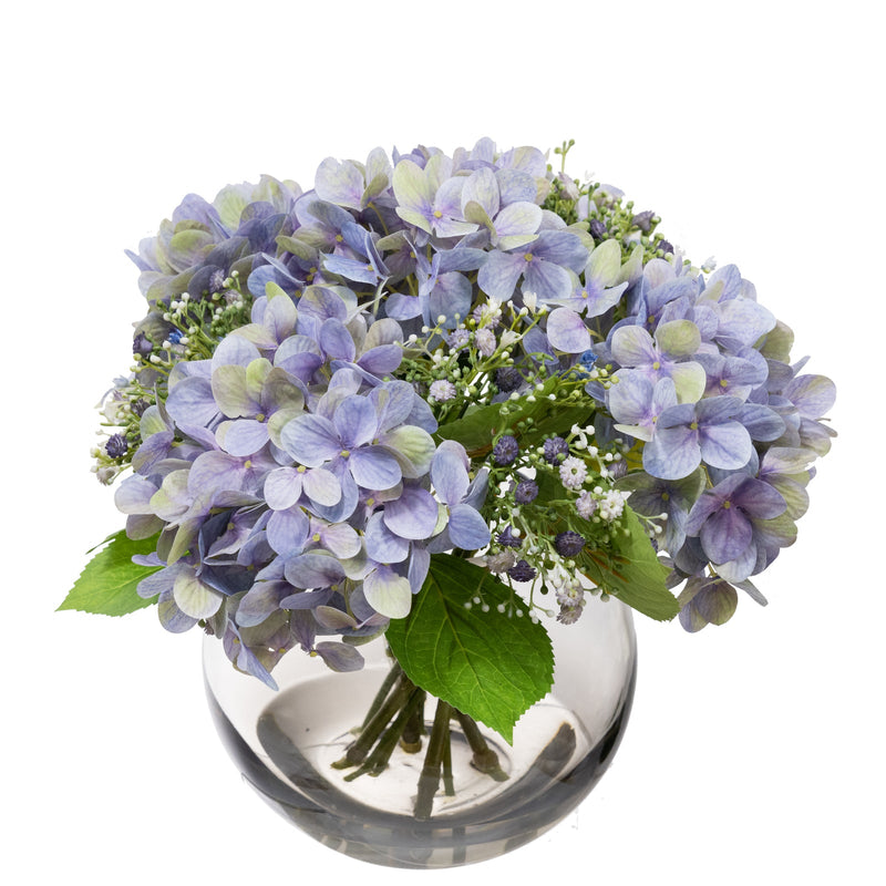 Load image into Gallery viewer, 28cm Hydrangea Arrangement in Fish Bowl Artificial Flowers Decor-1