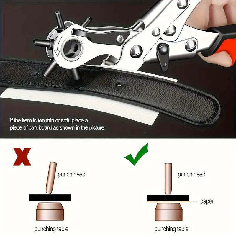 Load image into Gallery viewer, Multi-Size Leather Belt Eyelet Hole Punch Puncher Plier Revolving Handcraft Tool-2