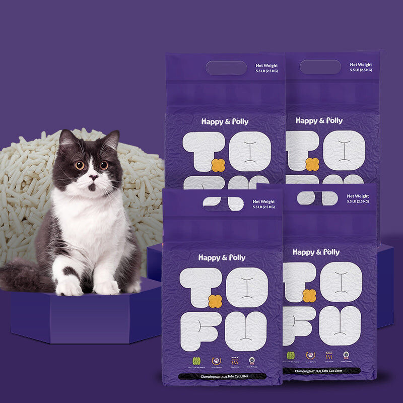 Load image into Gallery viewer, Happy & Polly Clumping Natural Tofu Cat Litter (4x 2.5kg) - 10kg Total Bulk Box-0