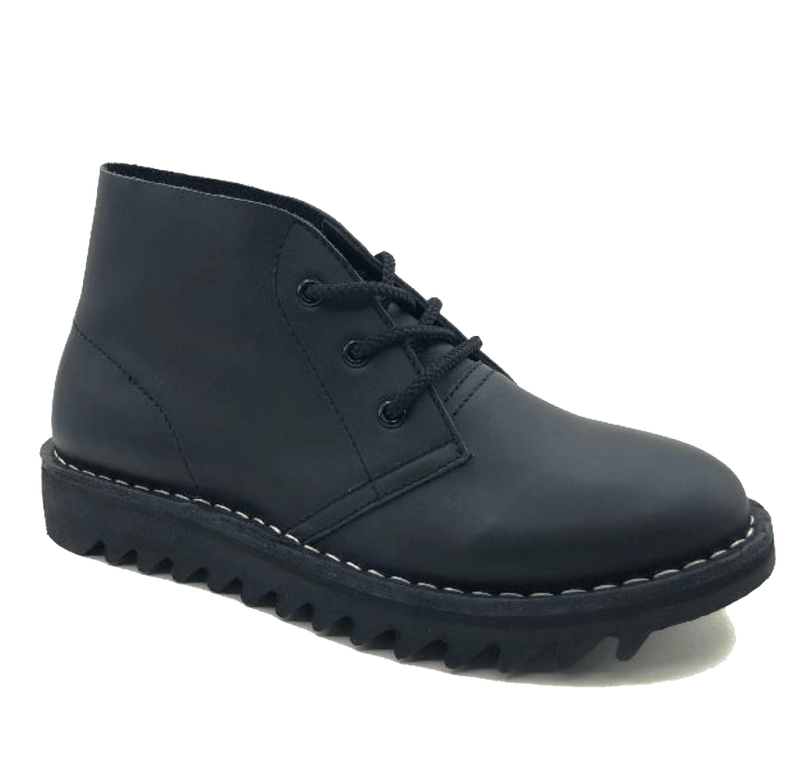 Load image into Gallery viewer, Ripple Sole Mens Harley Smooth Leather Desert Boots Chukka Shoes Lace Up - Black-2