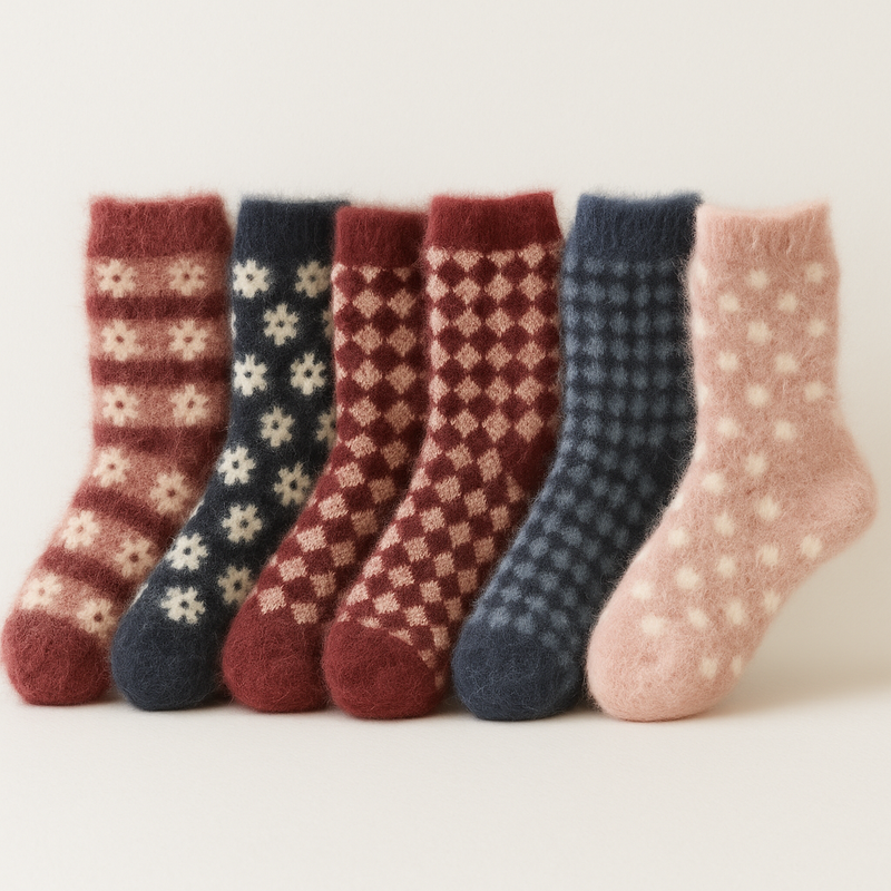 Load image into Gallery viewer, 6 Pairs Womens Angora Wool Socks Extra Warm Winter Thermal Soft-1