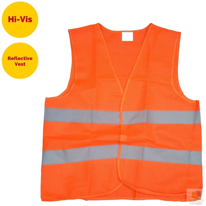 Load image into Gallery viewer, Hi Vis Safety VEST Reflective Tape Workwear Orange ONE SIZE Night & Day Use-1