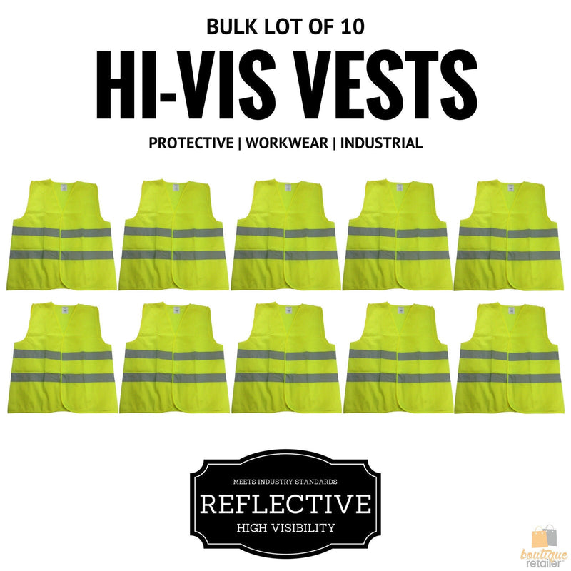 Load image into Gallery viewer, 10x Hi Vis Safety Vest Reflective Tape Workwear Night & Day Bulk - Yellow - One Size-3