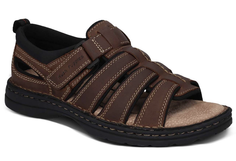 Load image into Gallery viewer, HUSH PUPPIES SPARTAN Mens Leather Wide Fit Comfort Sandals Shoes Slip On - Brown-1
