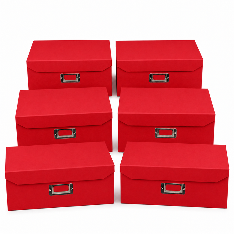 Load image into Gallery viewer, 6x Italplast Eazi Fold A5 Paper Document Storage Box in Red-0