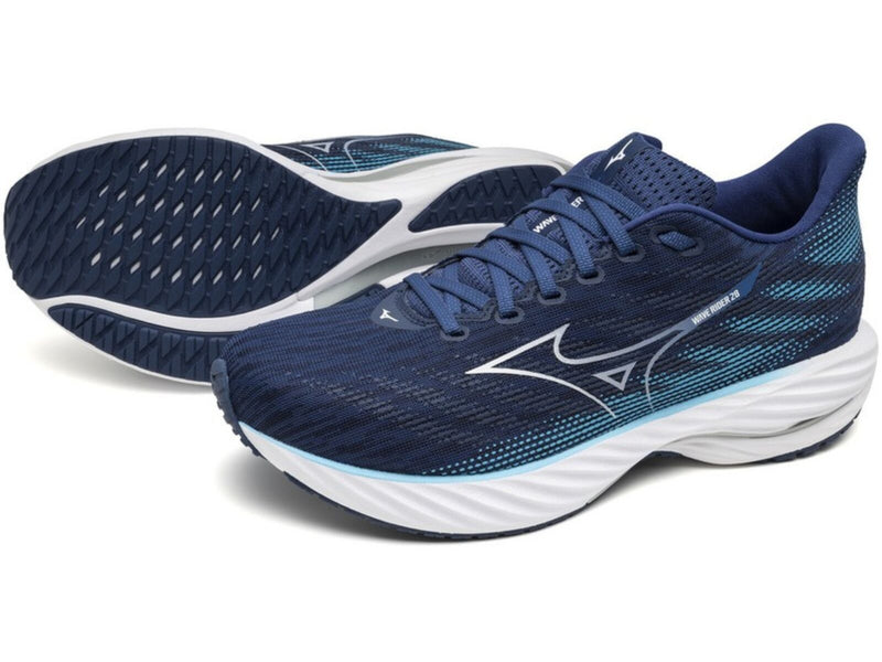 Load image into Gallery viewer, Mizuno Wave Rider 28 Mens Running Shoes Estate Blue / River Blue – US 9.5-2