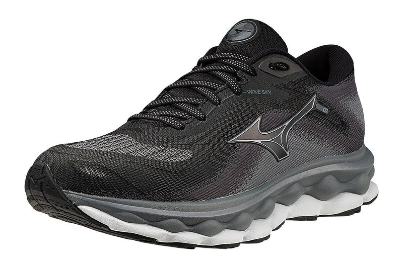 Load image into Gallery viewer, Mizuno Wave Sky 7 Womens Running Shoes D Wide in Black / Silverstar – Size US 7-4