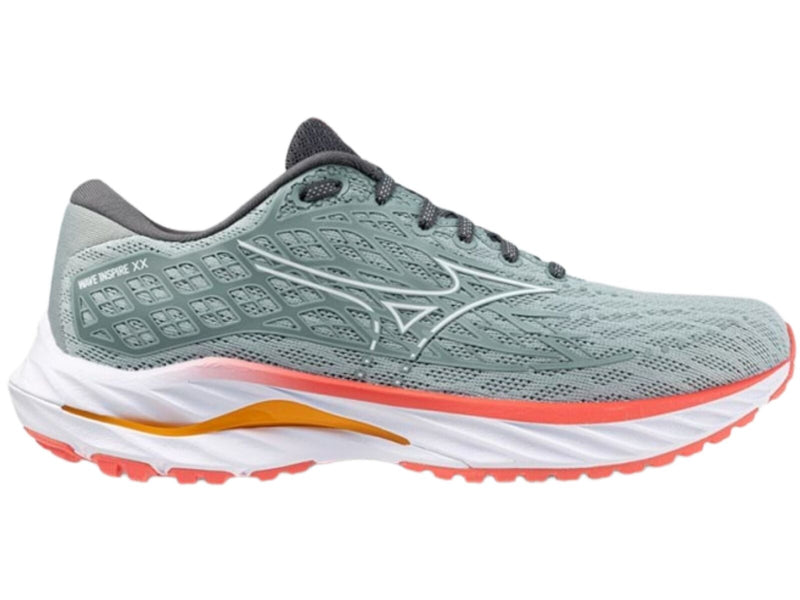 Load image into Gallery viewer, Mizuno Womens Wave Inspire 20 Running Shoes – Grey Mist/White/Dubarry – Size US 7-1
